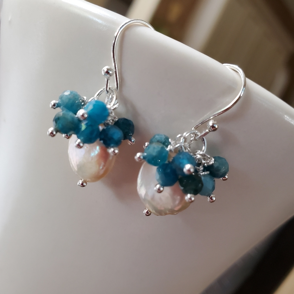 Pearls and Apatite Earrings